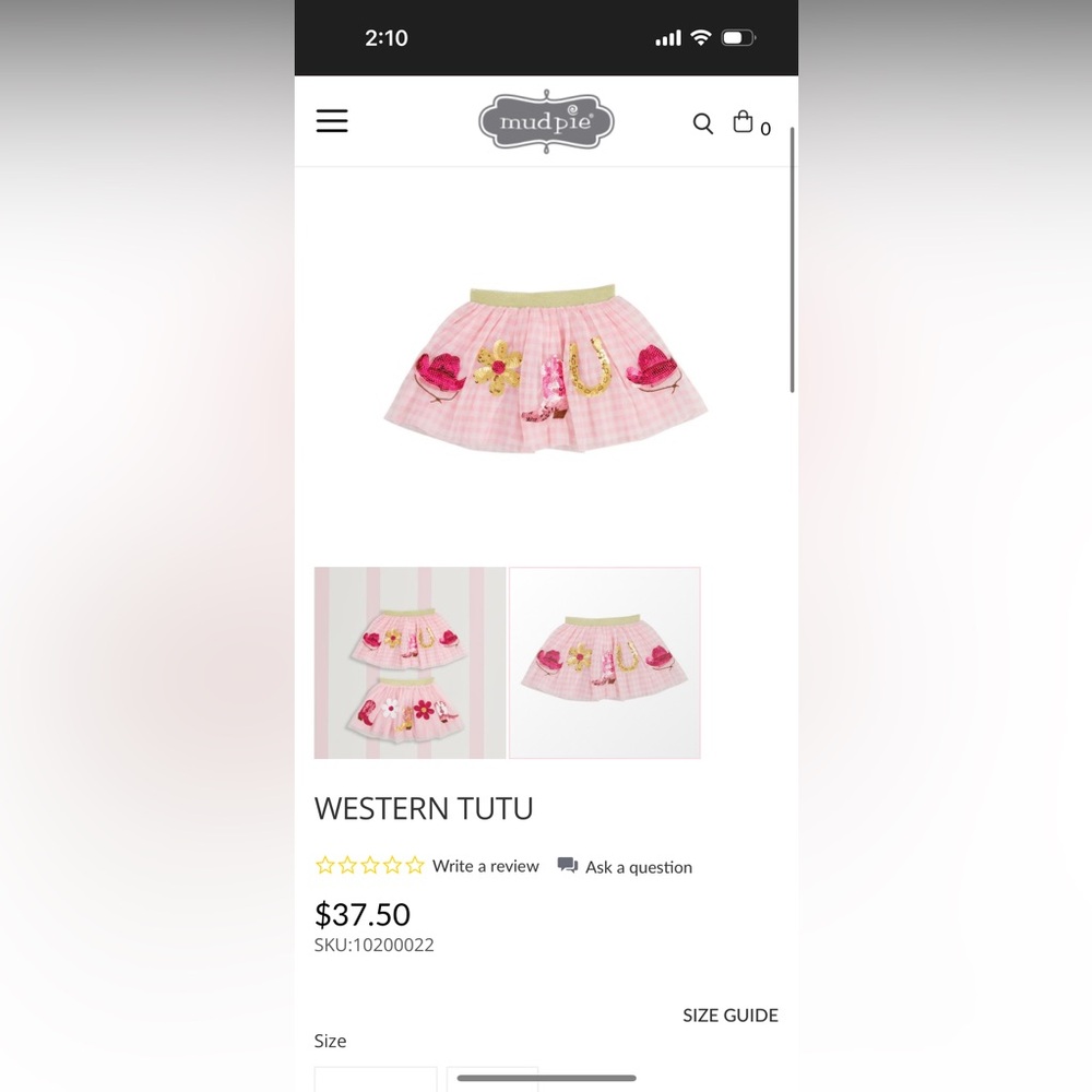 Mud Pie Pink gingham western cowgirl layered  tutu